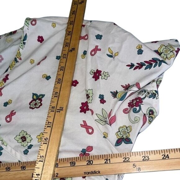 Floral & Ribbon Print Wrap-Style Short Sleeve Top By Denice - Picture 6 of 7